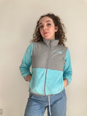 vintage aqua blue grey north face fleece