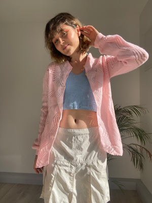 baby pink cardigan