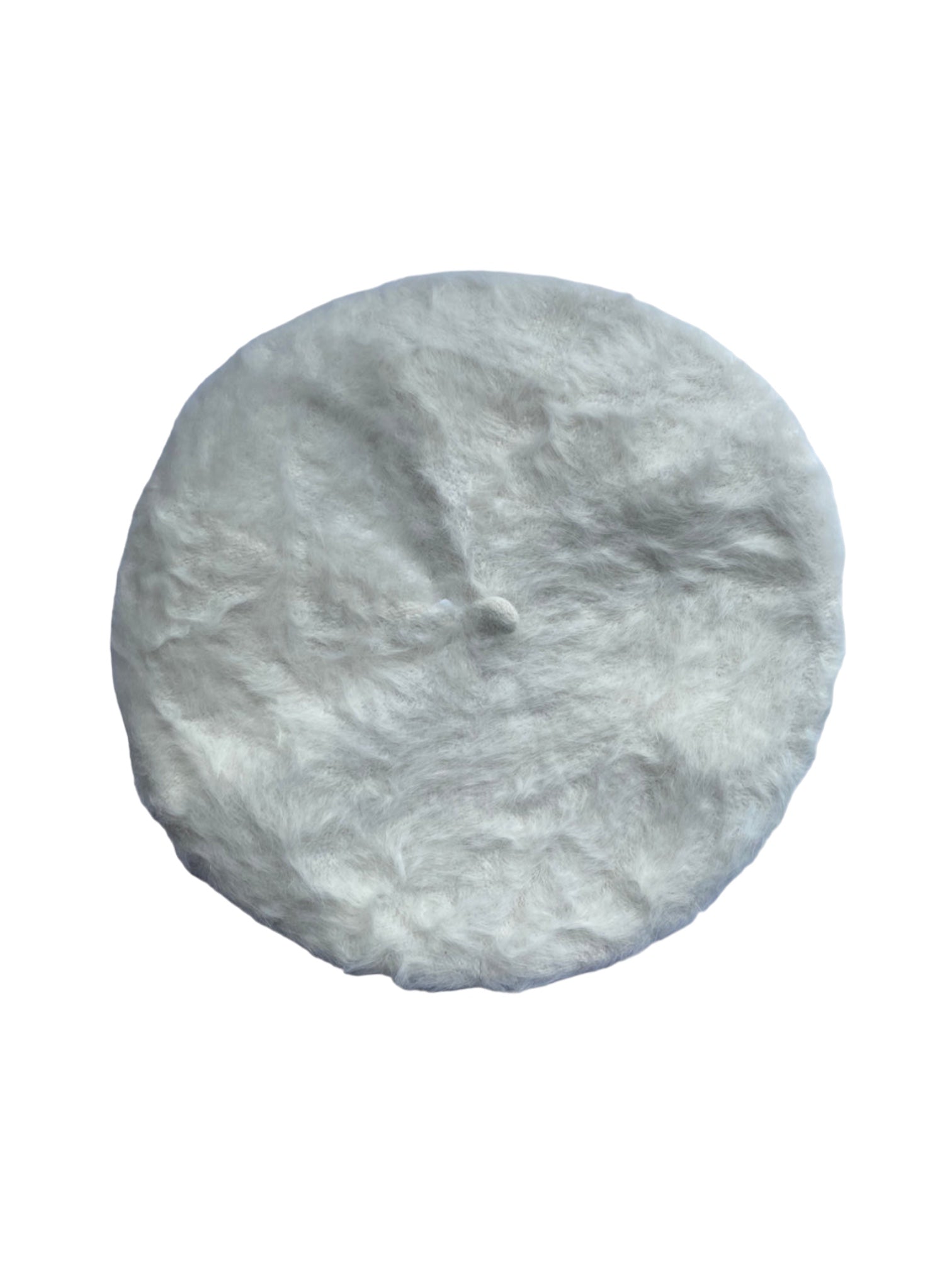 White Fluffy Beret Hat