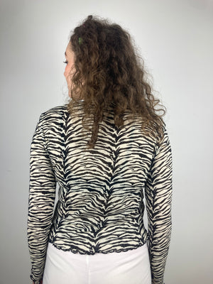 vintage zebra y2k mesh longsleeve mesh top