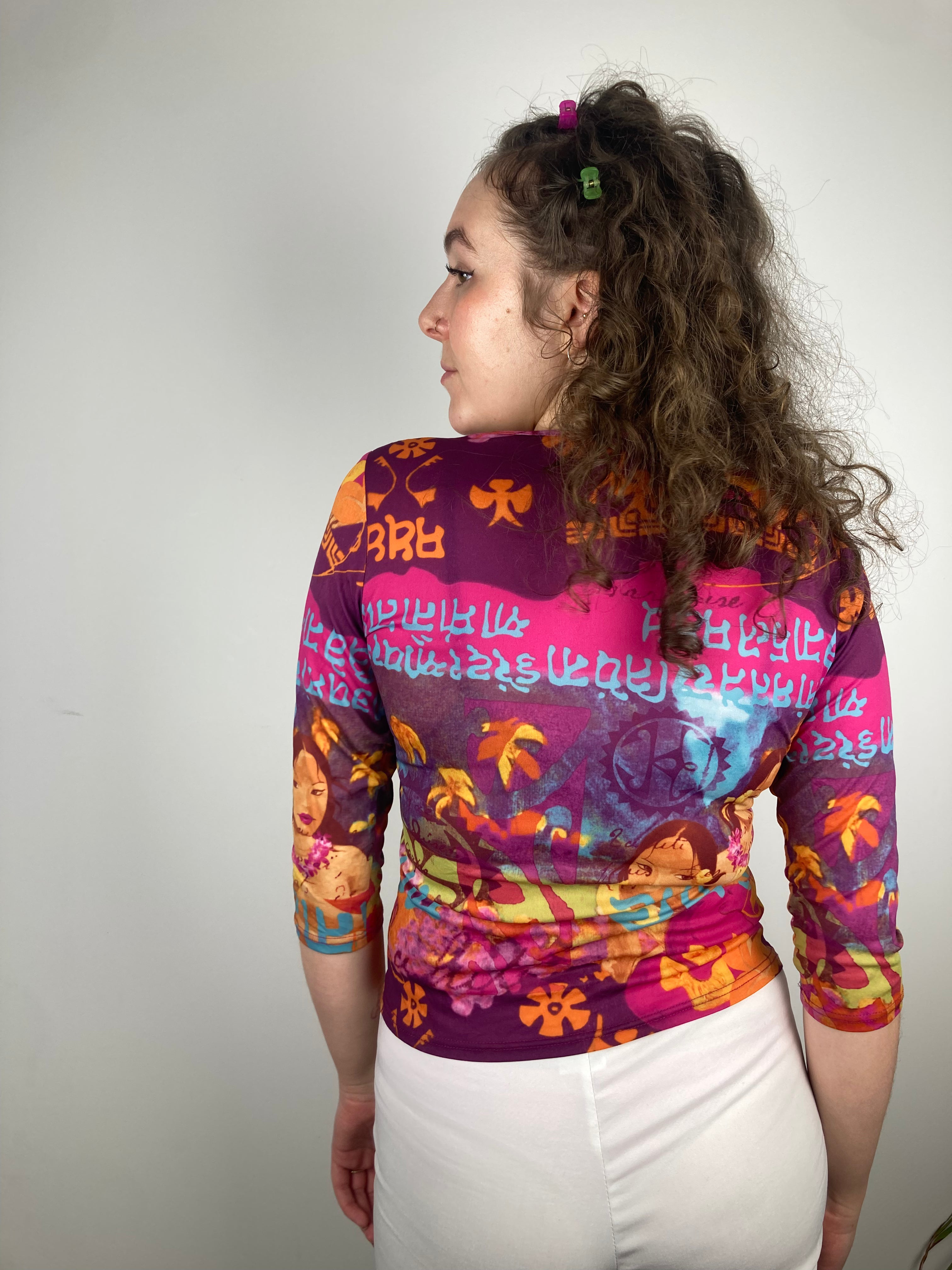 womens pink mesh longsleeve y2k top