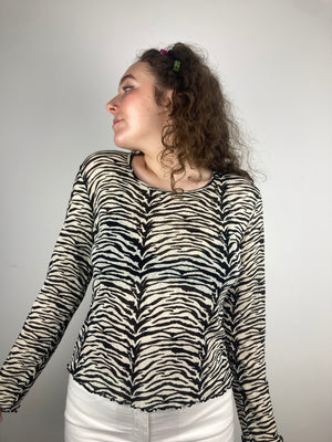 vintage zebra y2k mesh longsleeve mesh top