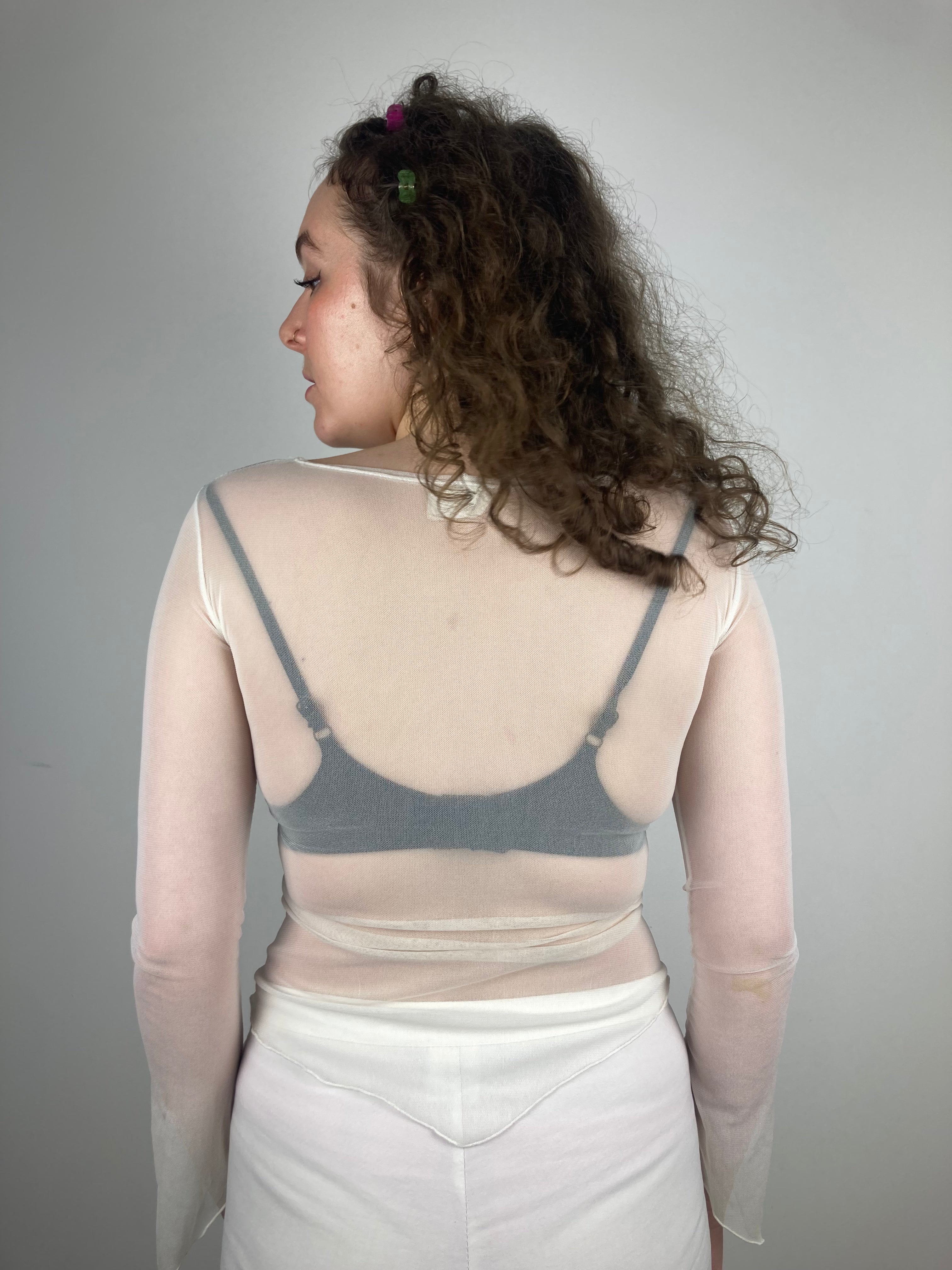 vintage pink star y2k design mesh top