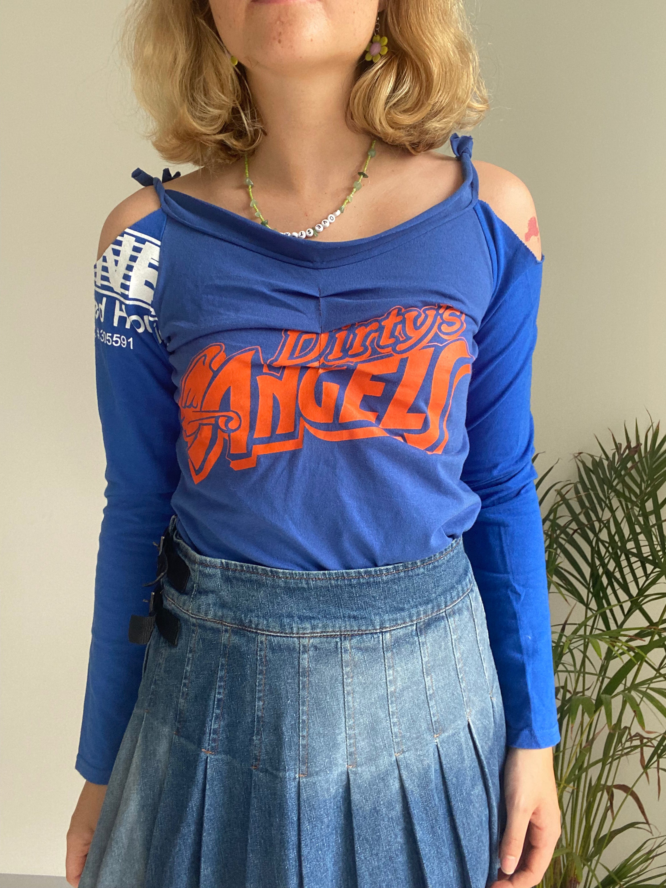 Long Sleeve Angels Blue Sporty Top (S)