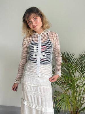 vintage white mesh cardigan