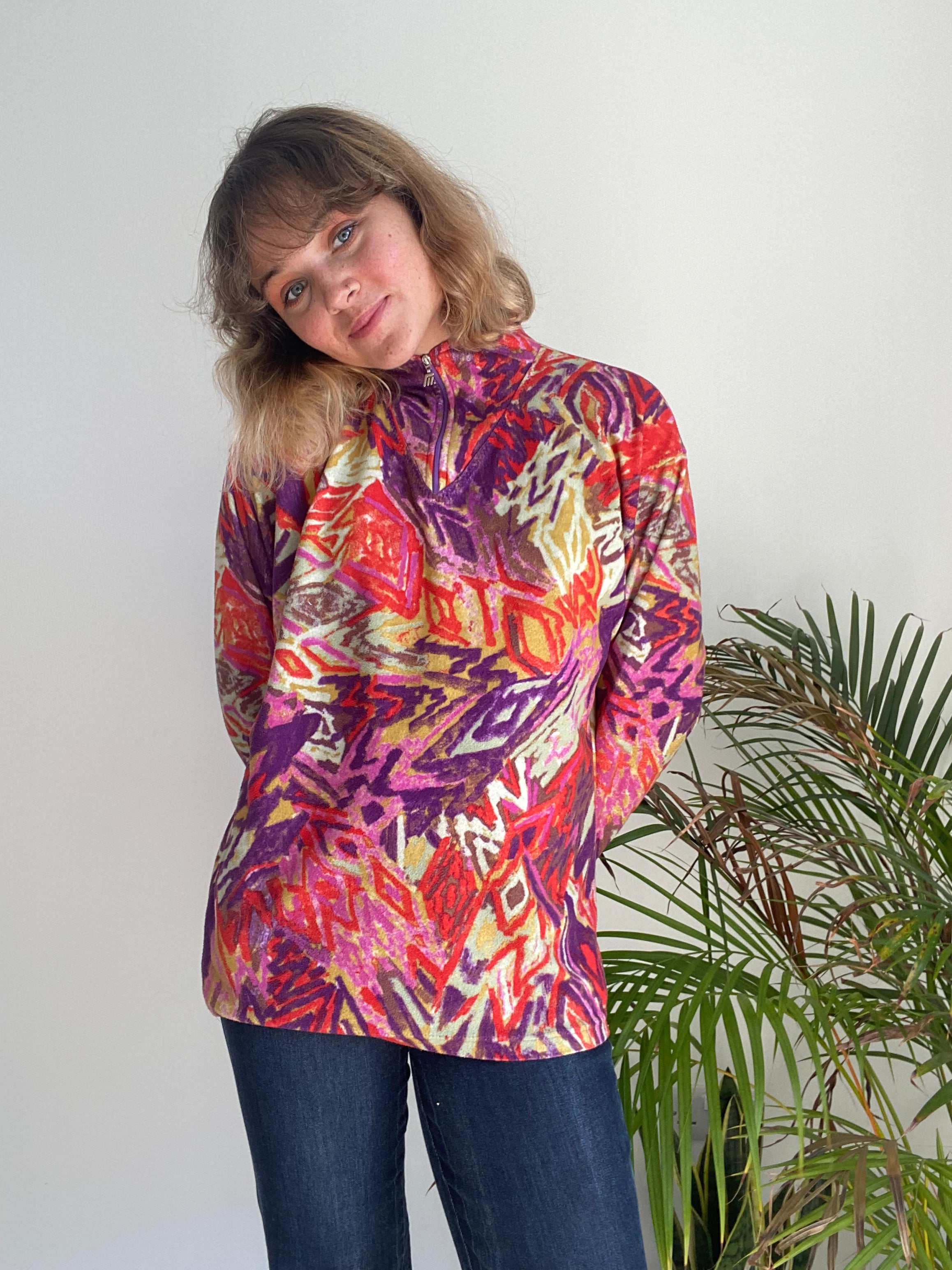 vintage thin material patterned fleece