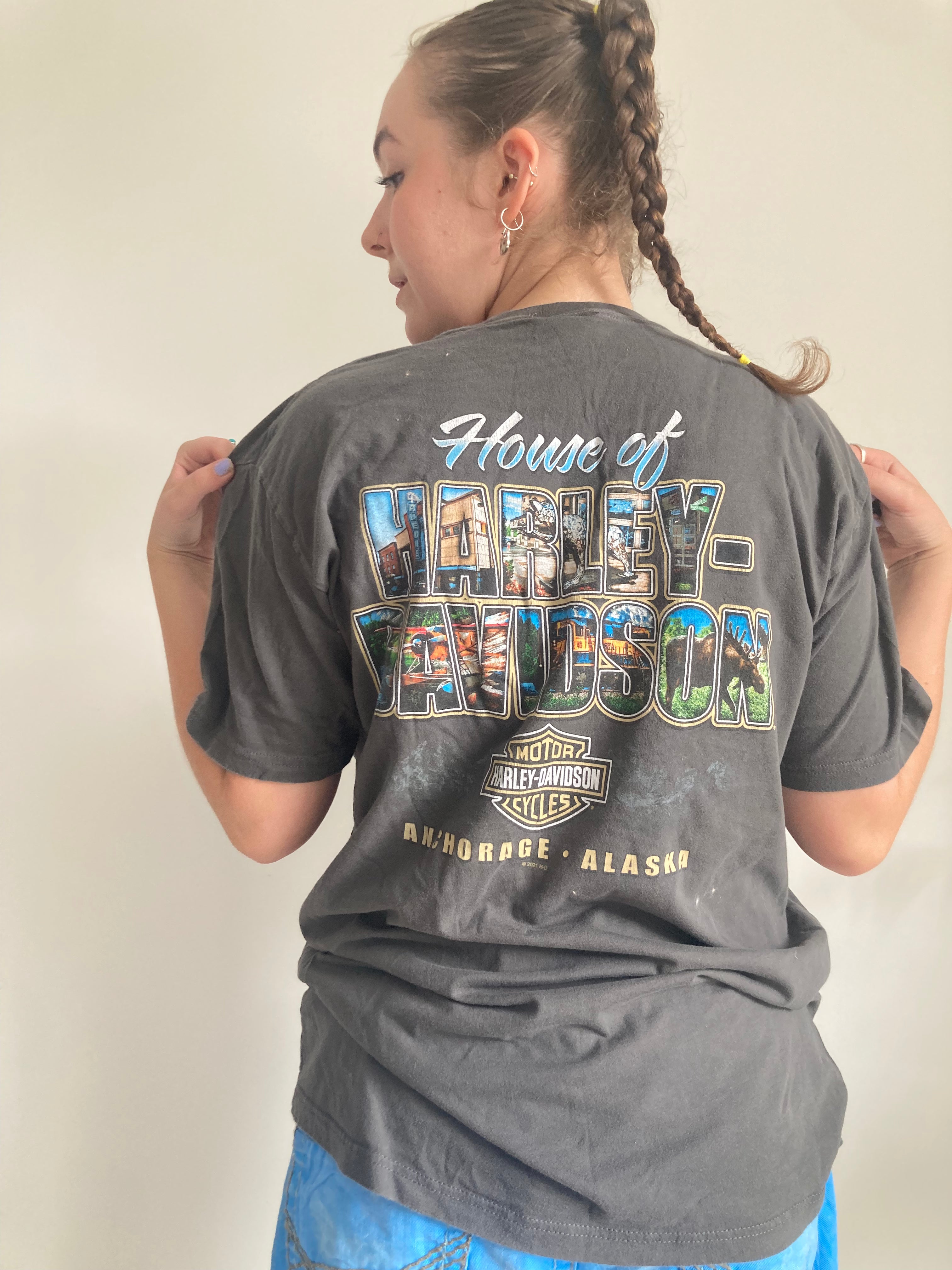 vintage grey harley davidson tshirt