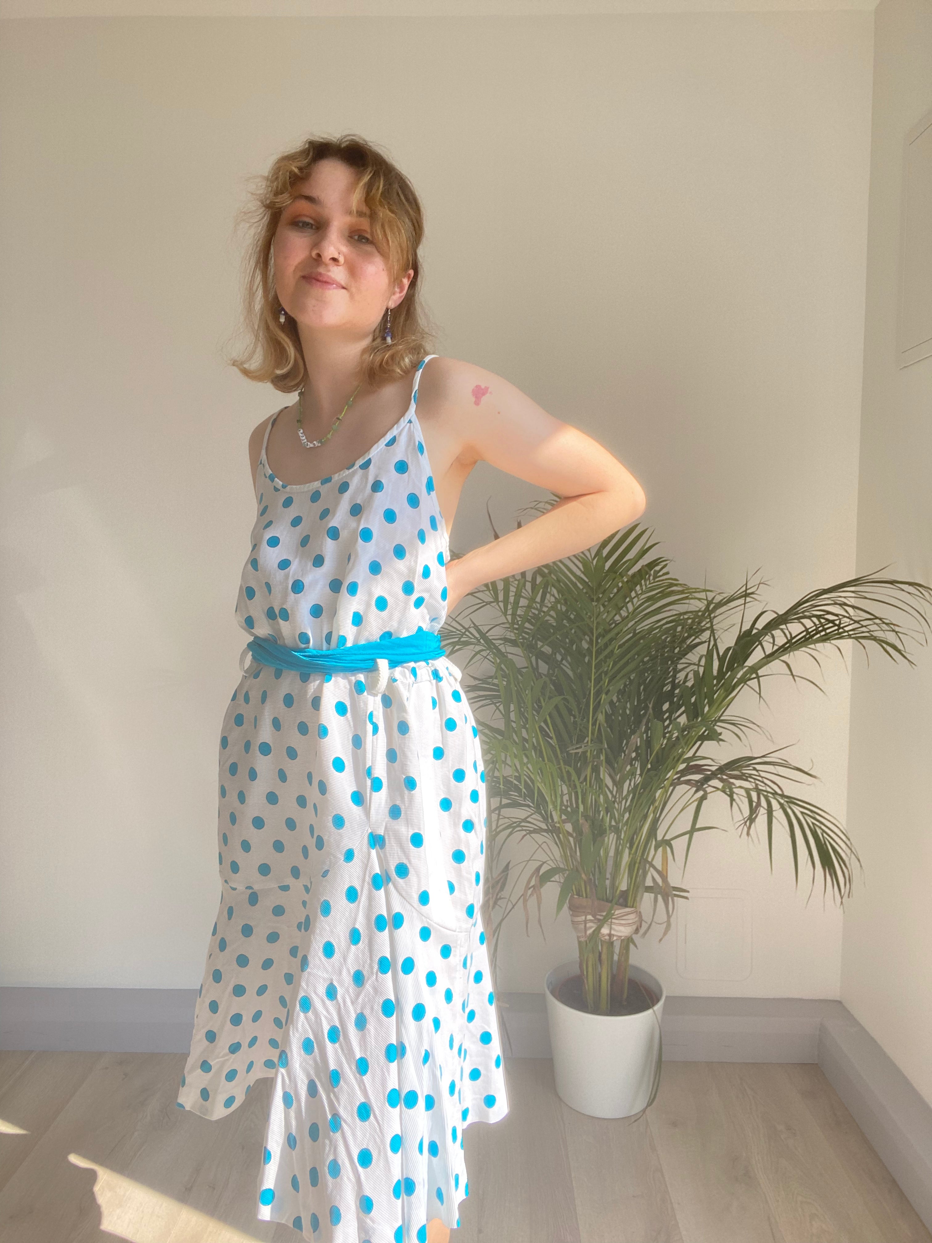 Vintage Blue Polka Dot Dress Public Romance Vintage Blue Polka Dot Dress Public Romance