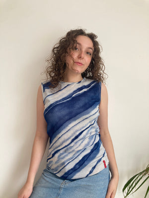 blue swirl y2k sleeveless top