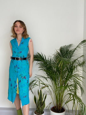 blue floral dress