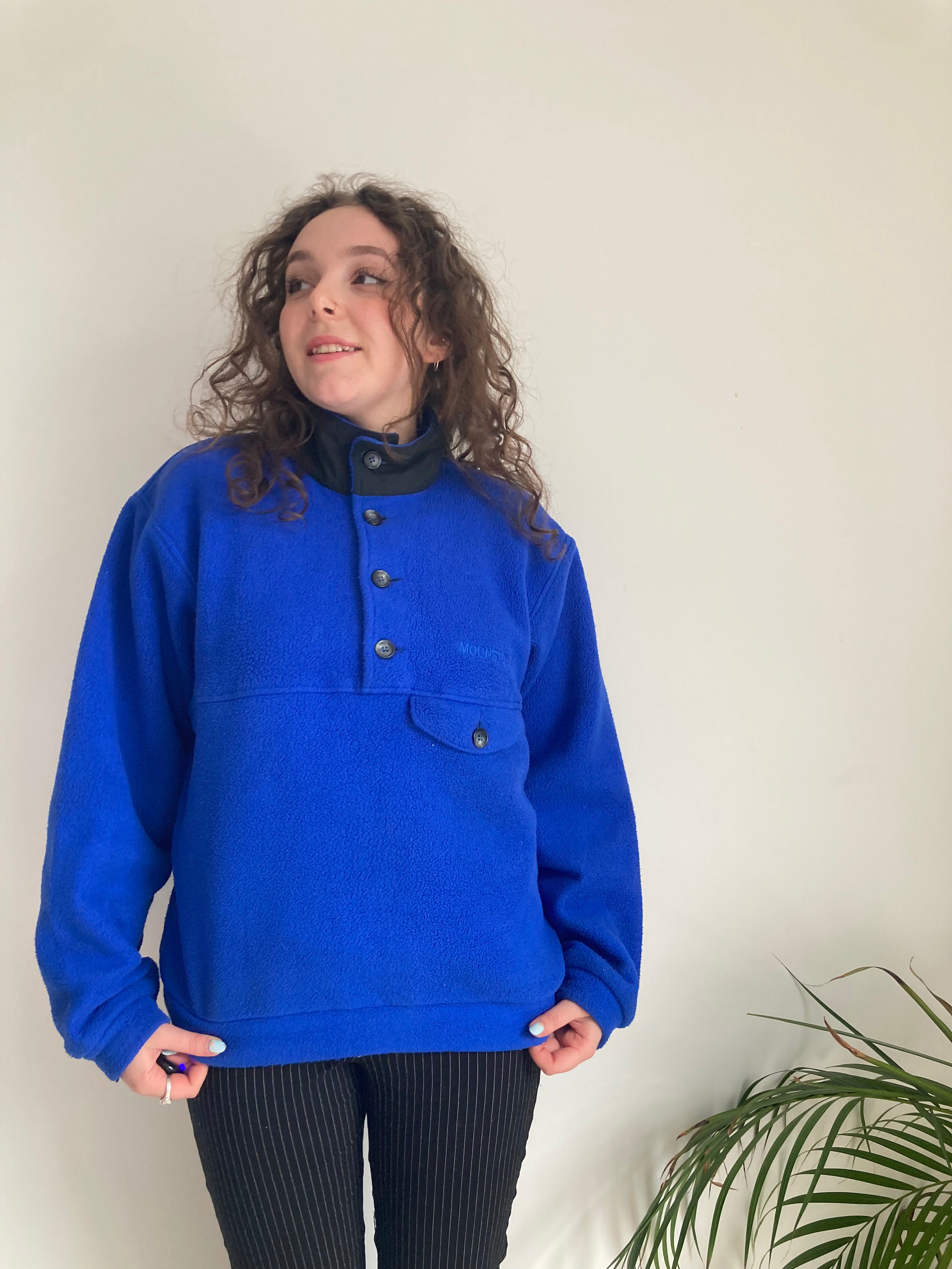 royal ultramarine blue buttonup fleece