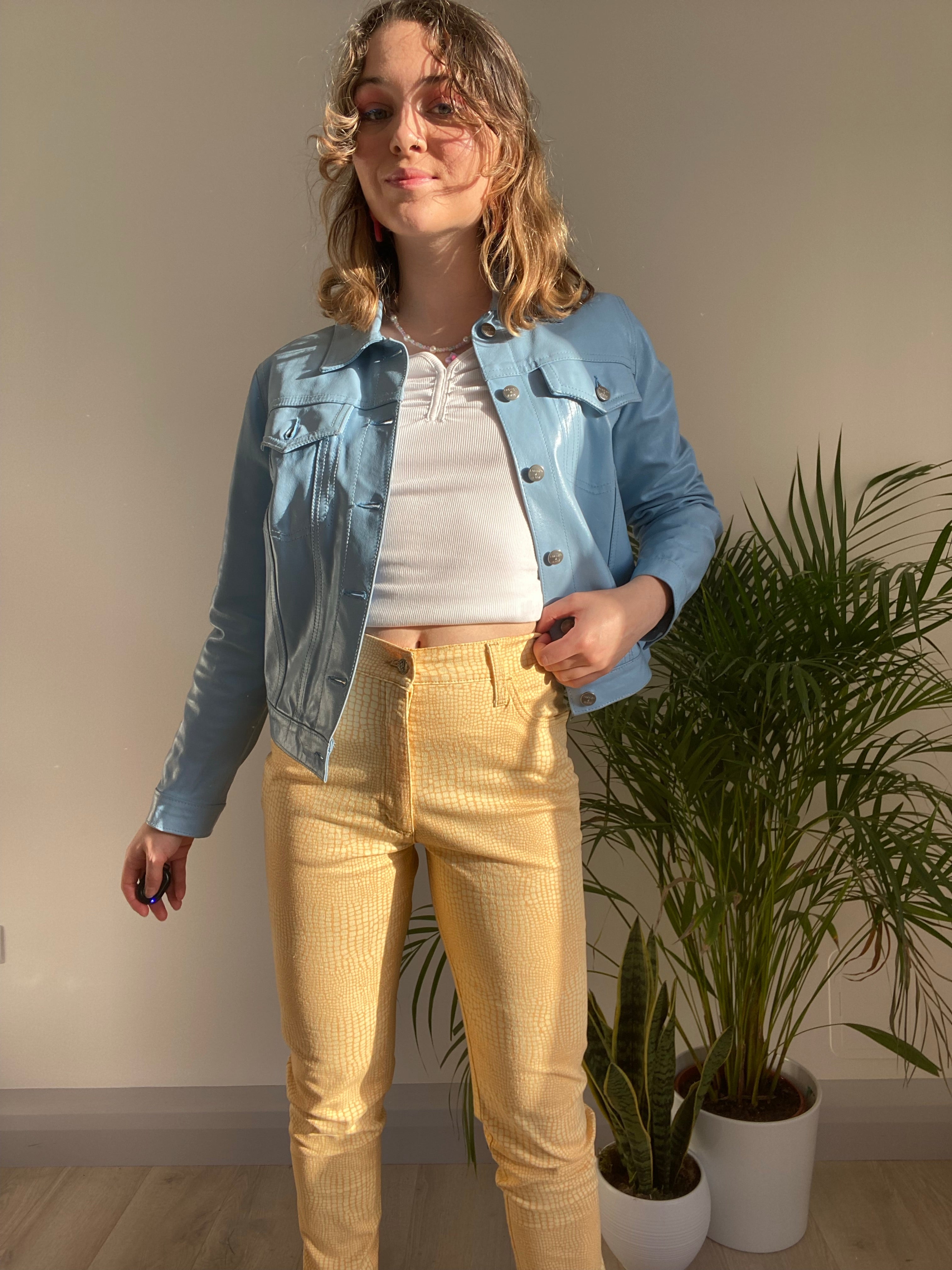 Blue Leather Jacket (XS)