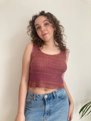 pink knit vintage tank top