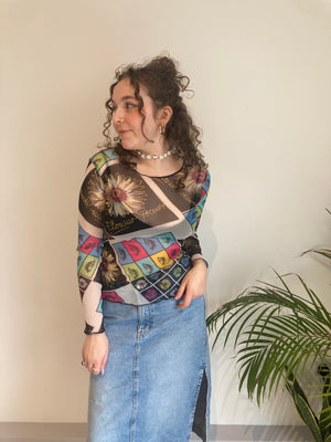 eye print y2k mesh top