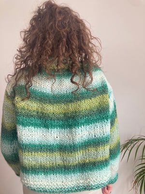 striped green super soft knit jumper