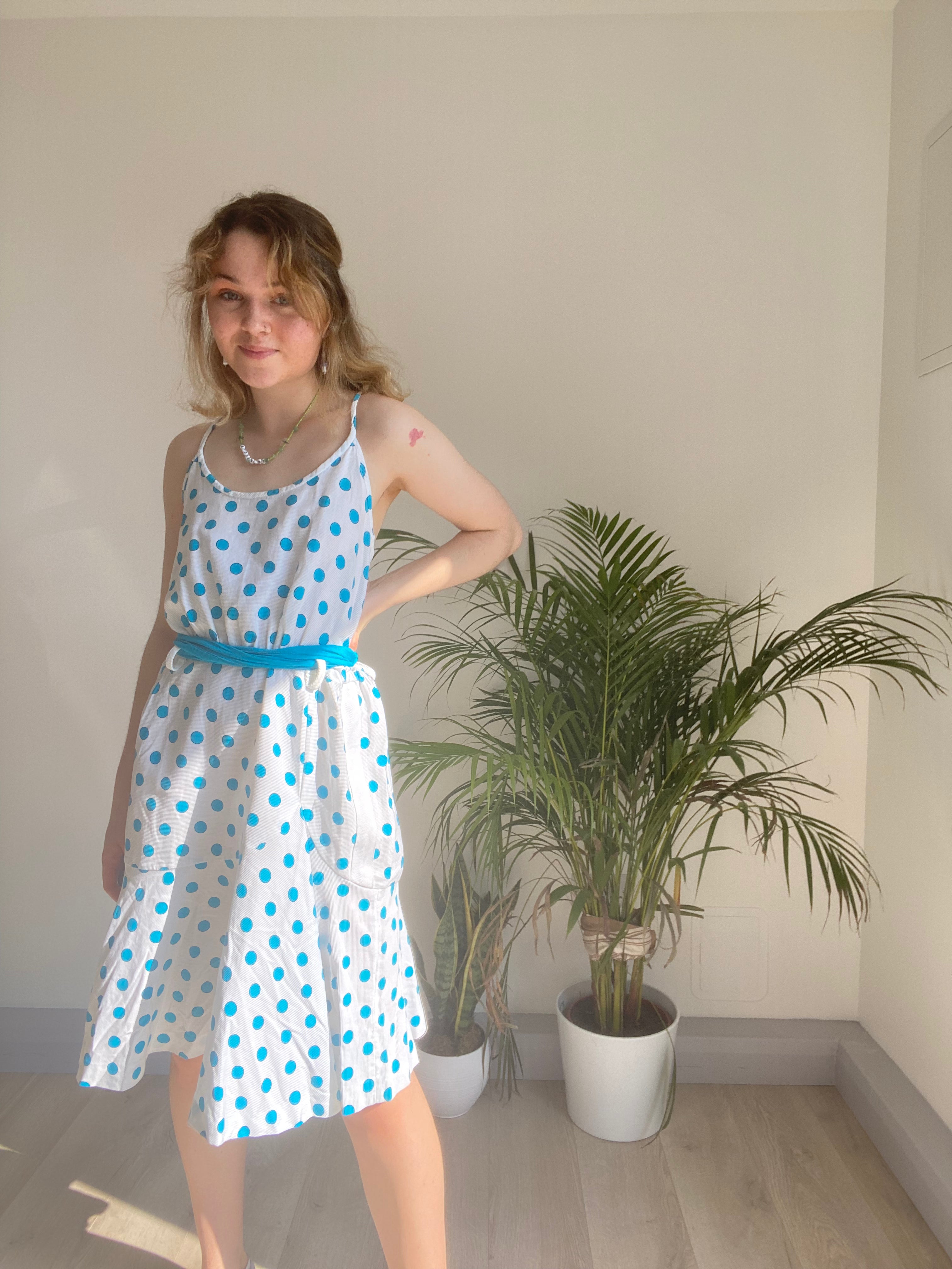 Vintage Blue Polka Dot Dress