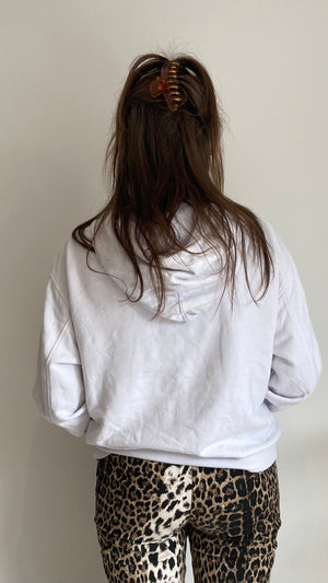 white rainbow text embroidered levis hoodie