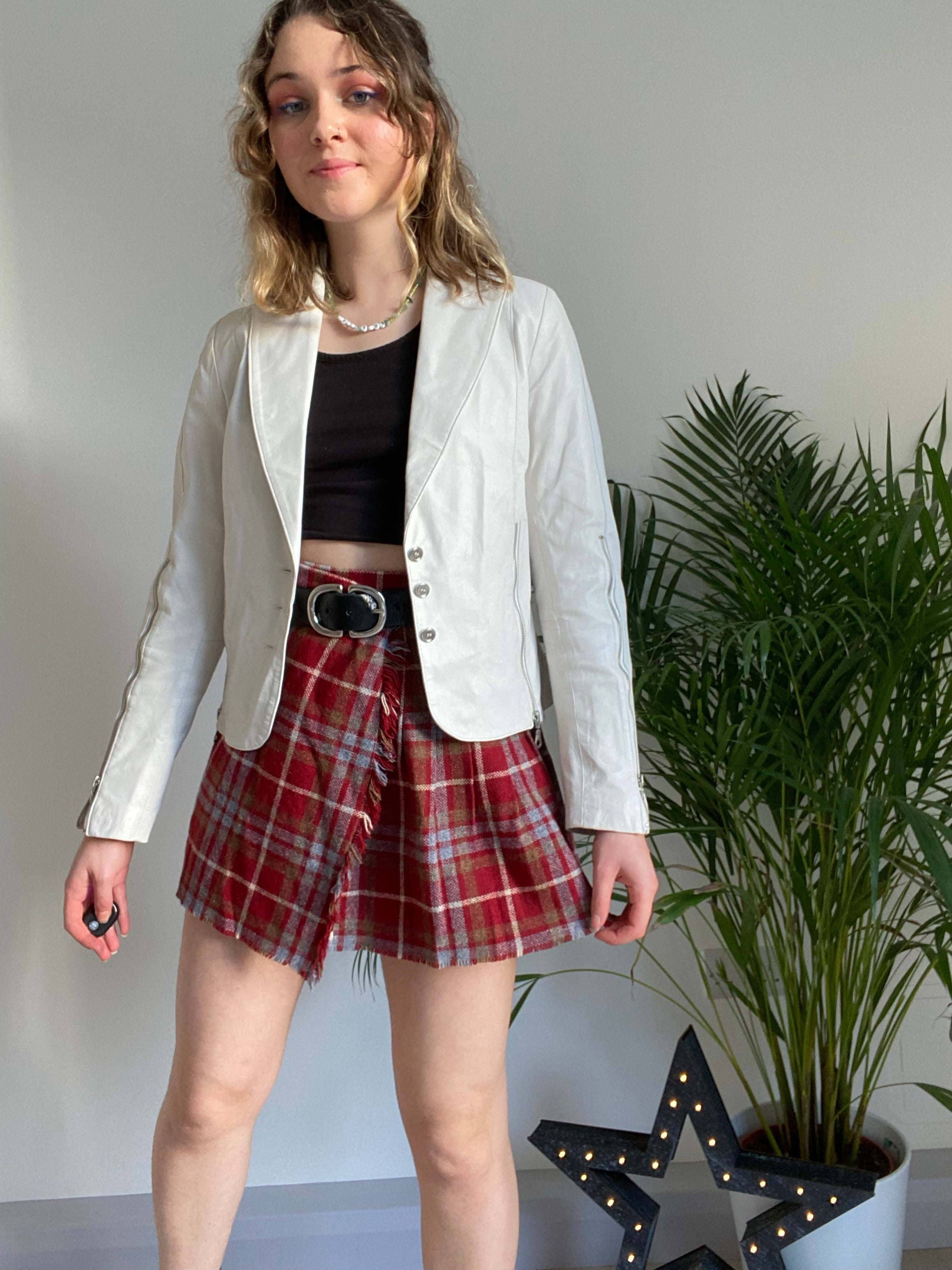 White Leather Jacket (S)