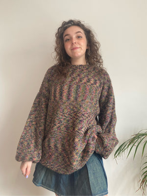 marbled rainbow knit oversized jumper