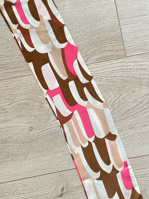 vintage pink and brown silk scarf