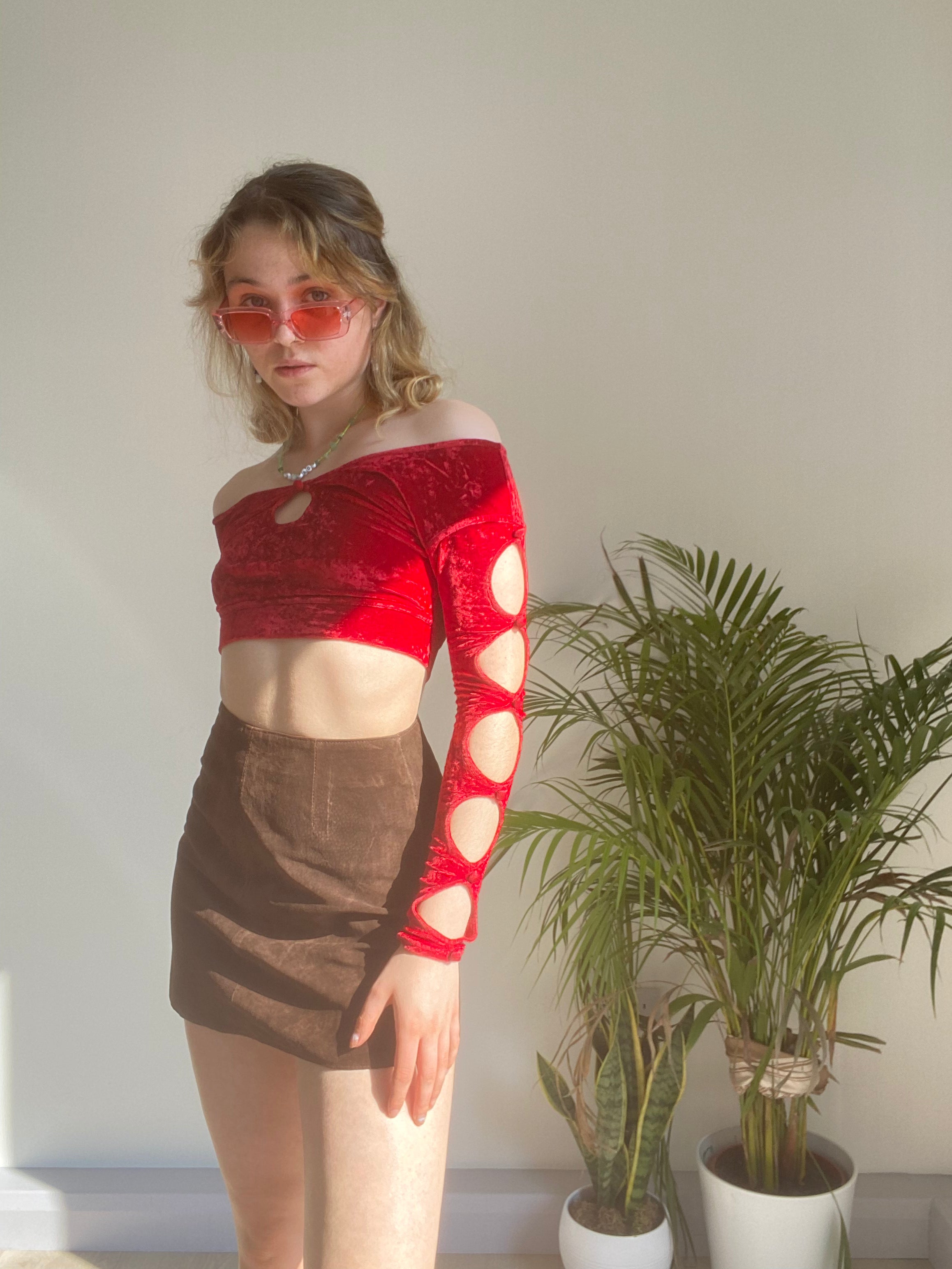 Vintage Brown Suede Skirt (XS)