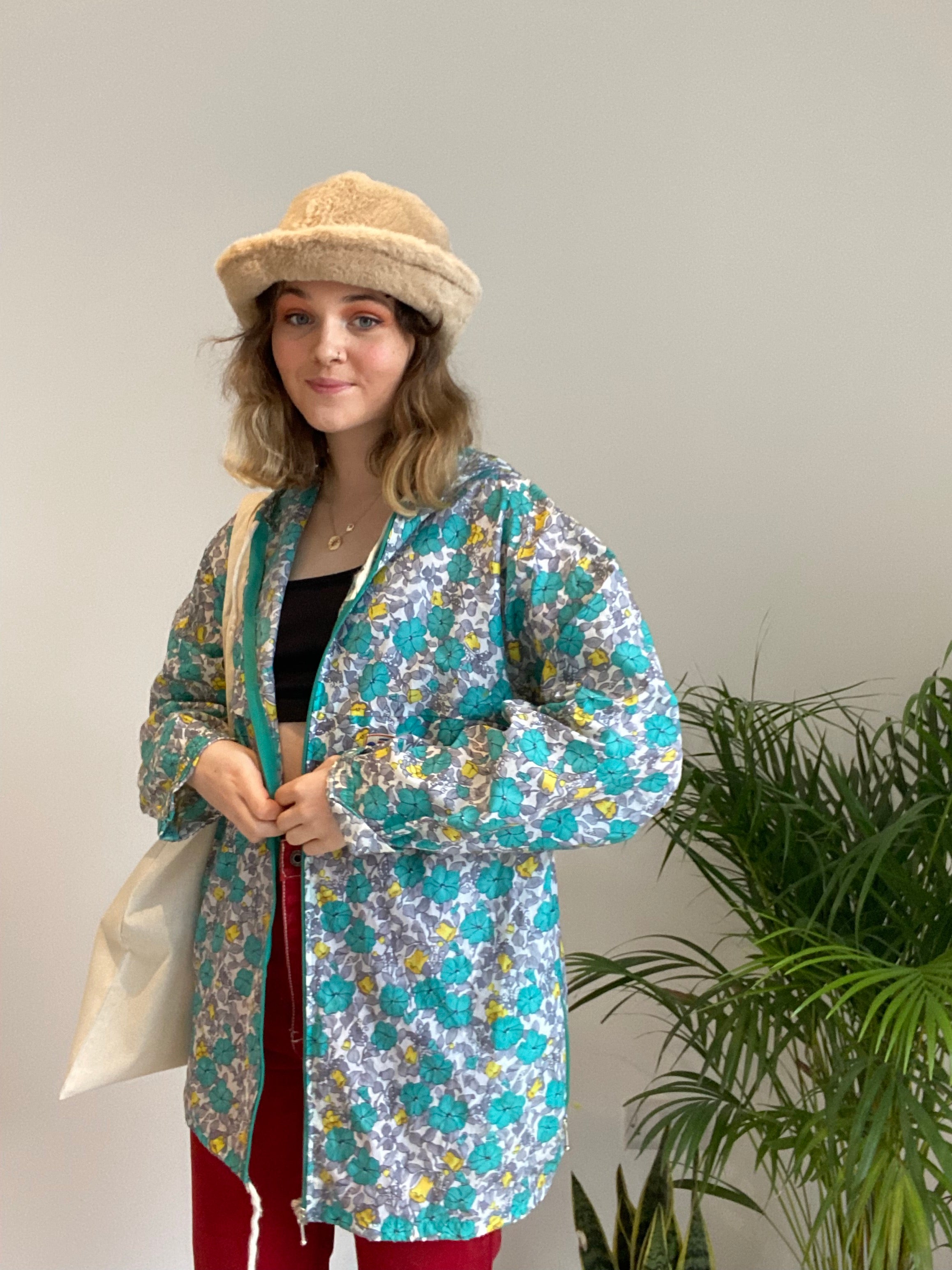 Vintage Floral Rain Jacket (L)