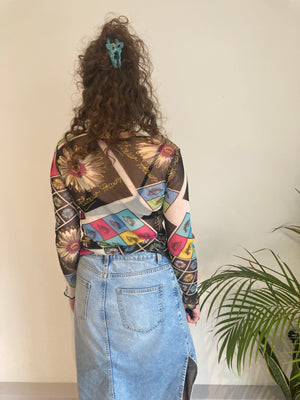 eye print y2k mesh top