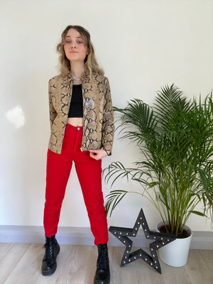 patterned leather jacket womans