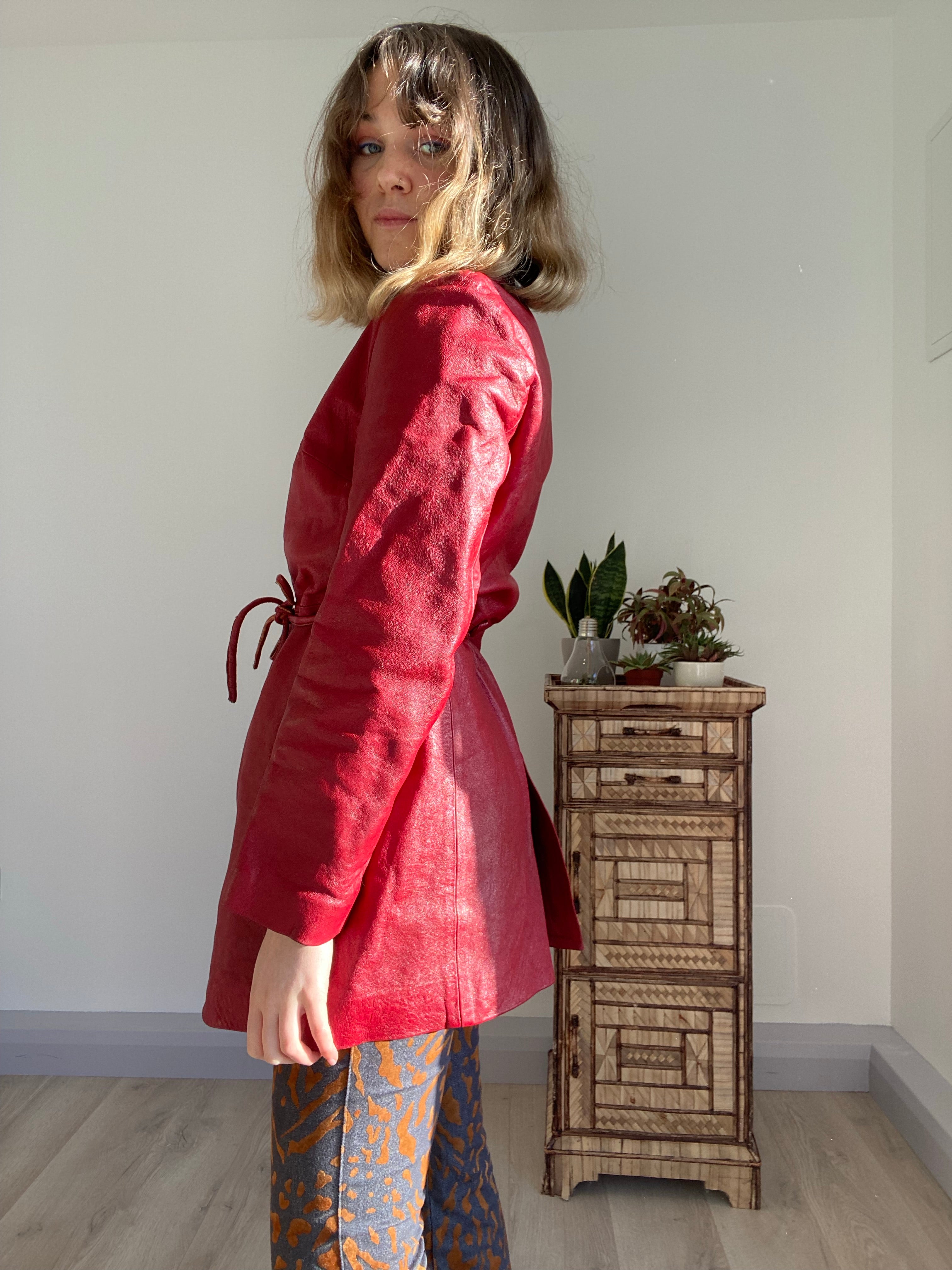 Vintage Red Leather Jacket (S)