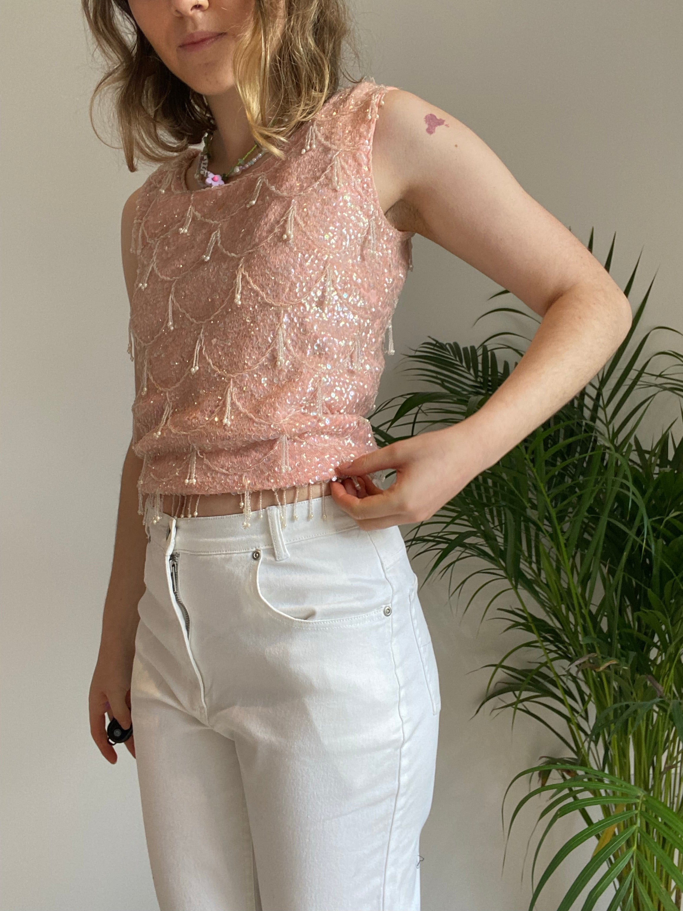 Sequin Pink Top