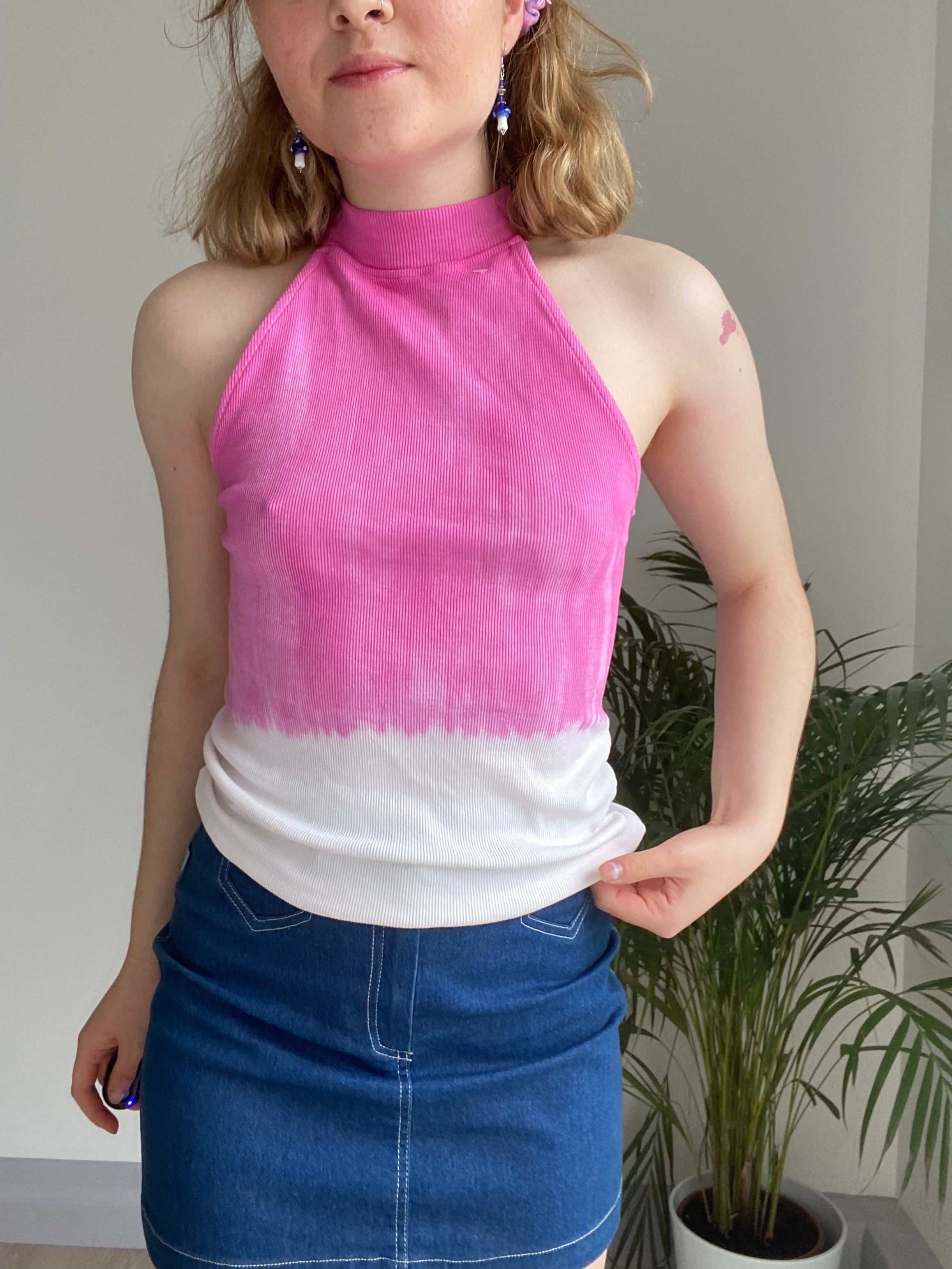 Vintage Pink and White Top
