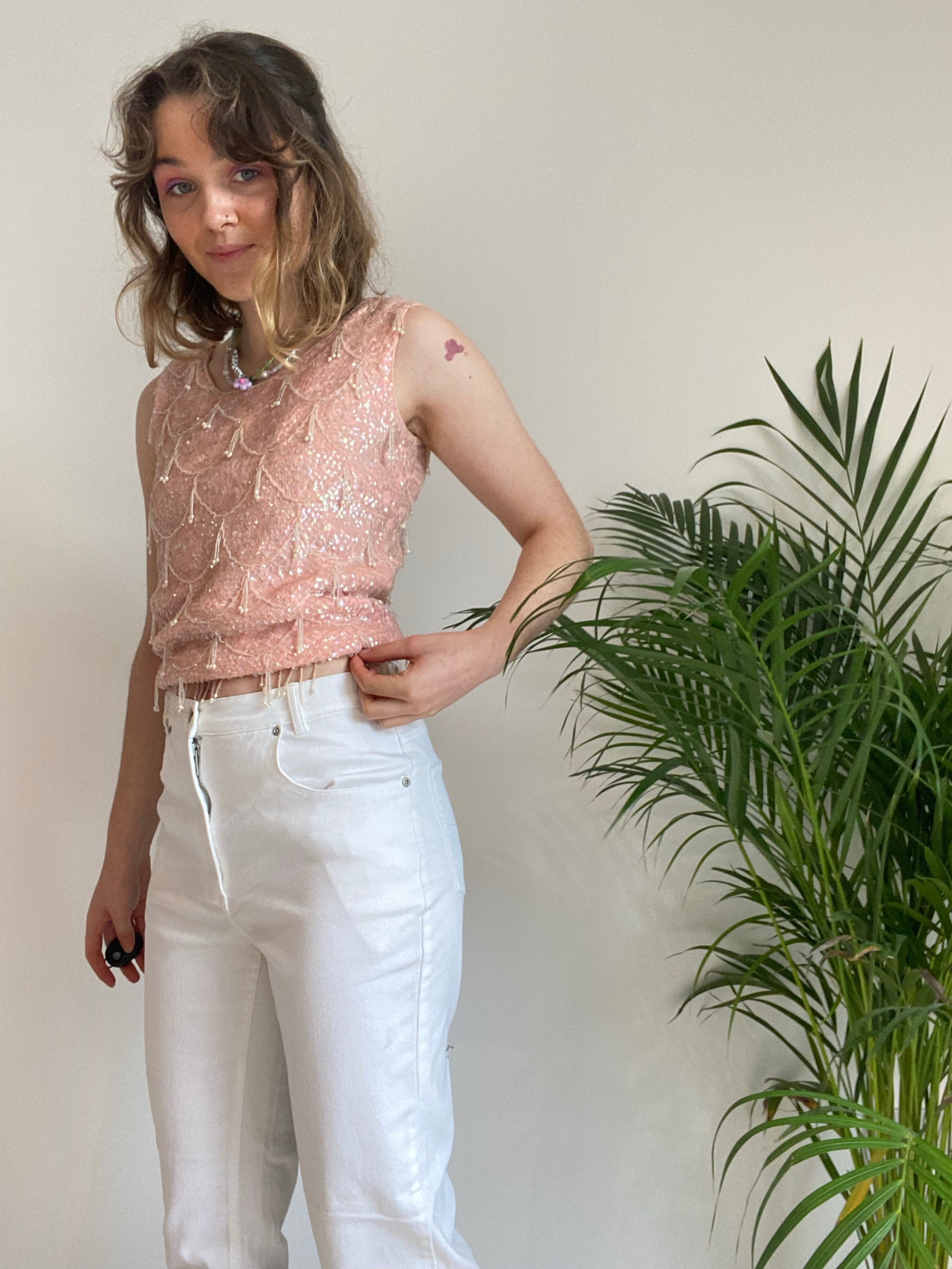 Sequin Pink Top