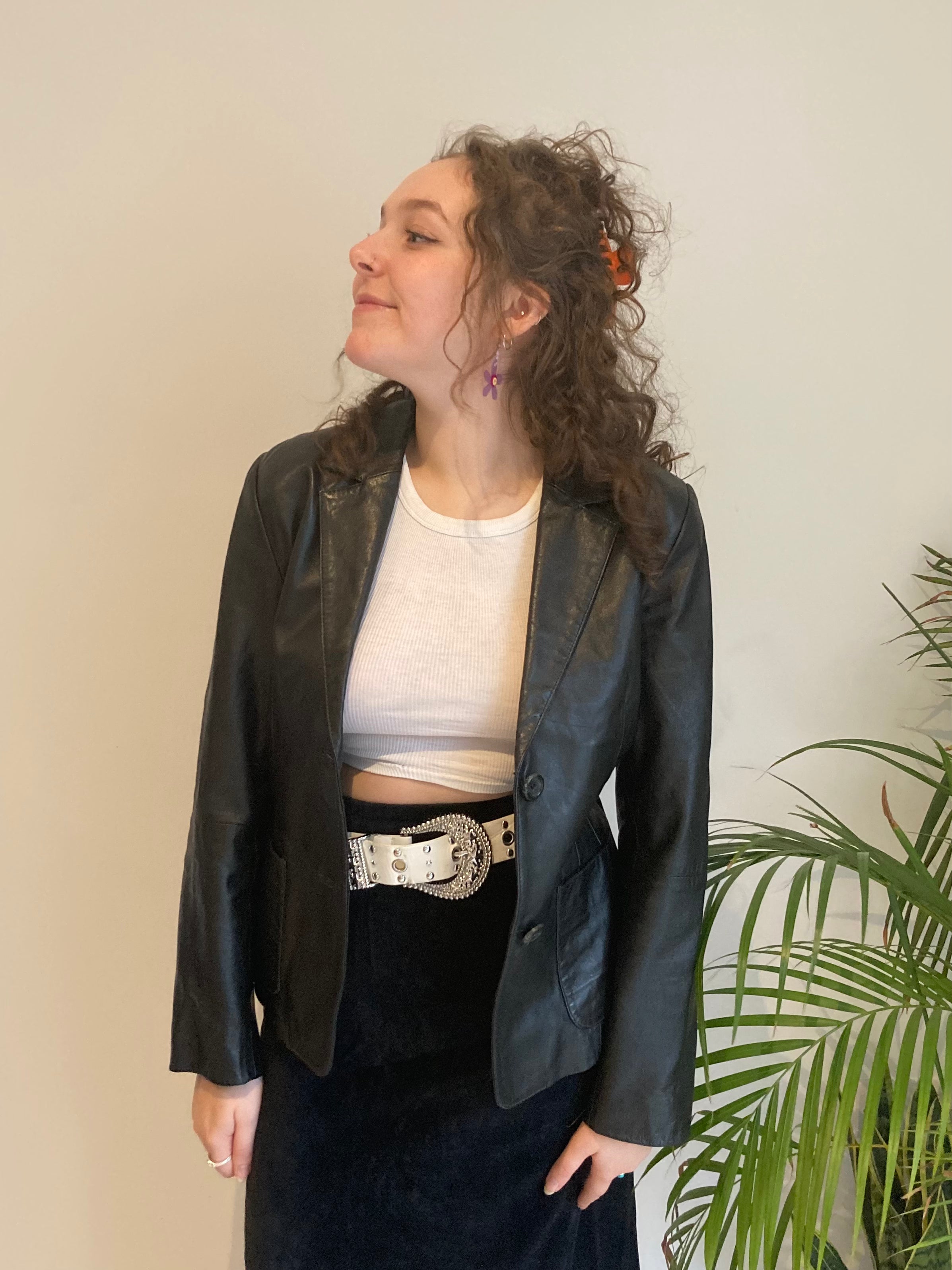 black leather vintage blazer