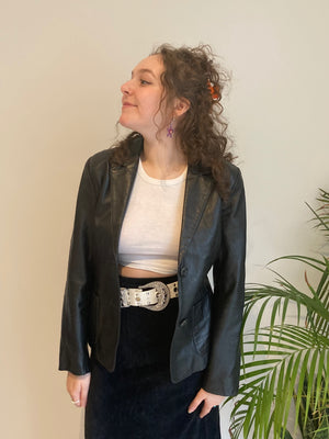 black leather vintage blazer