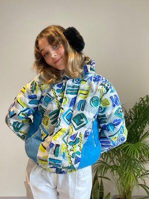 patterned puffer jacket
