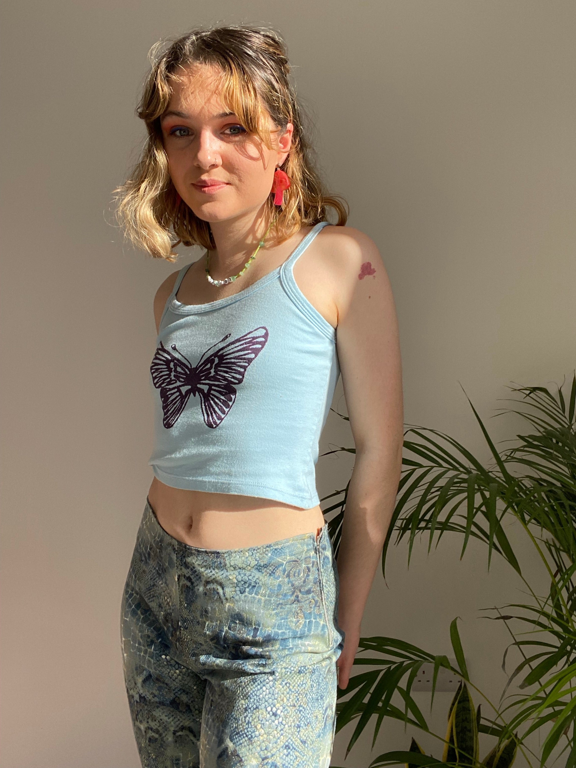 unique patterned snake skin trousers