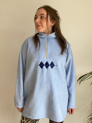 soft blue cosy fleece vintage halfzip