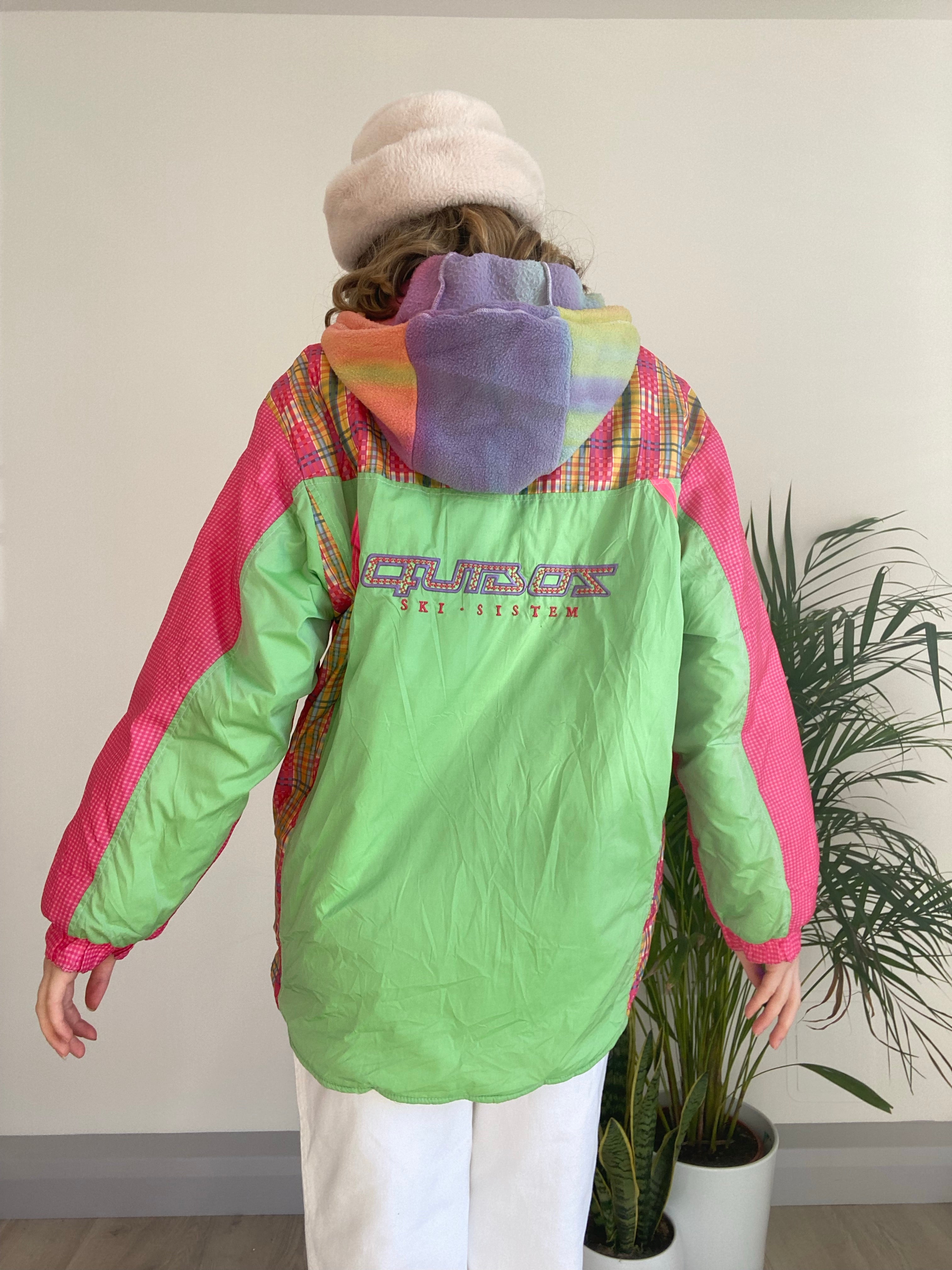 patterned Ski Jacket Pink and Green