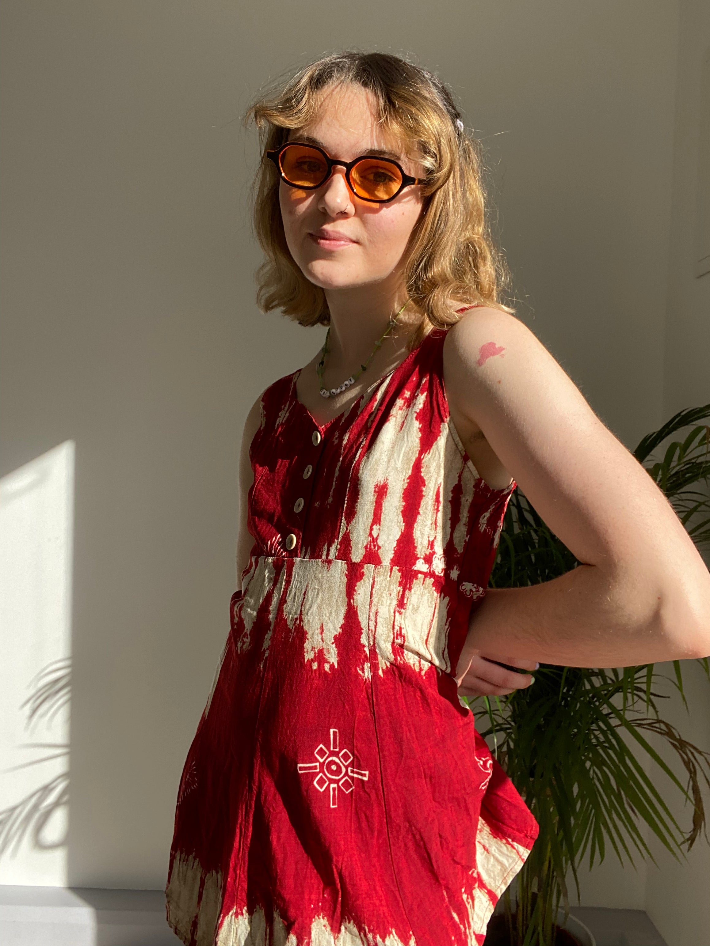 Round Orange Lens Sunglasses