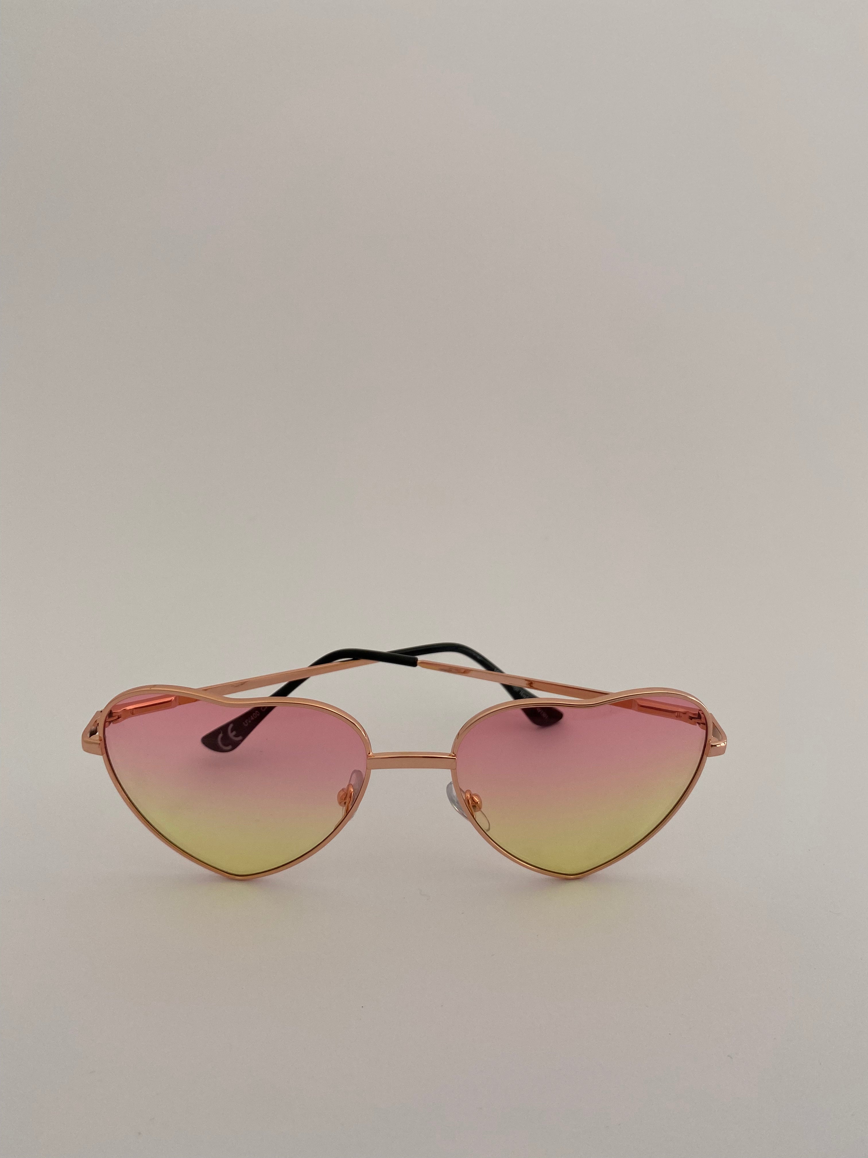 Pink Lens Heart Sunglasses