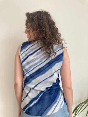 blue swirl y2k sleeveless top