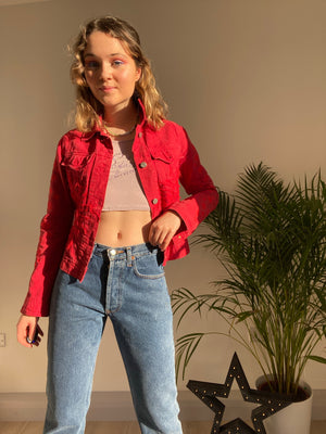 red denim jacket