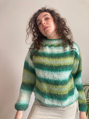 striped green super soft knit jumper