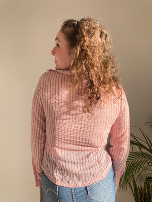 pink striped y2k blouse