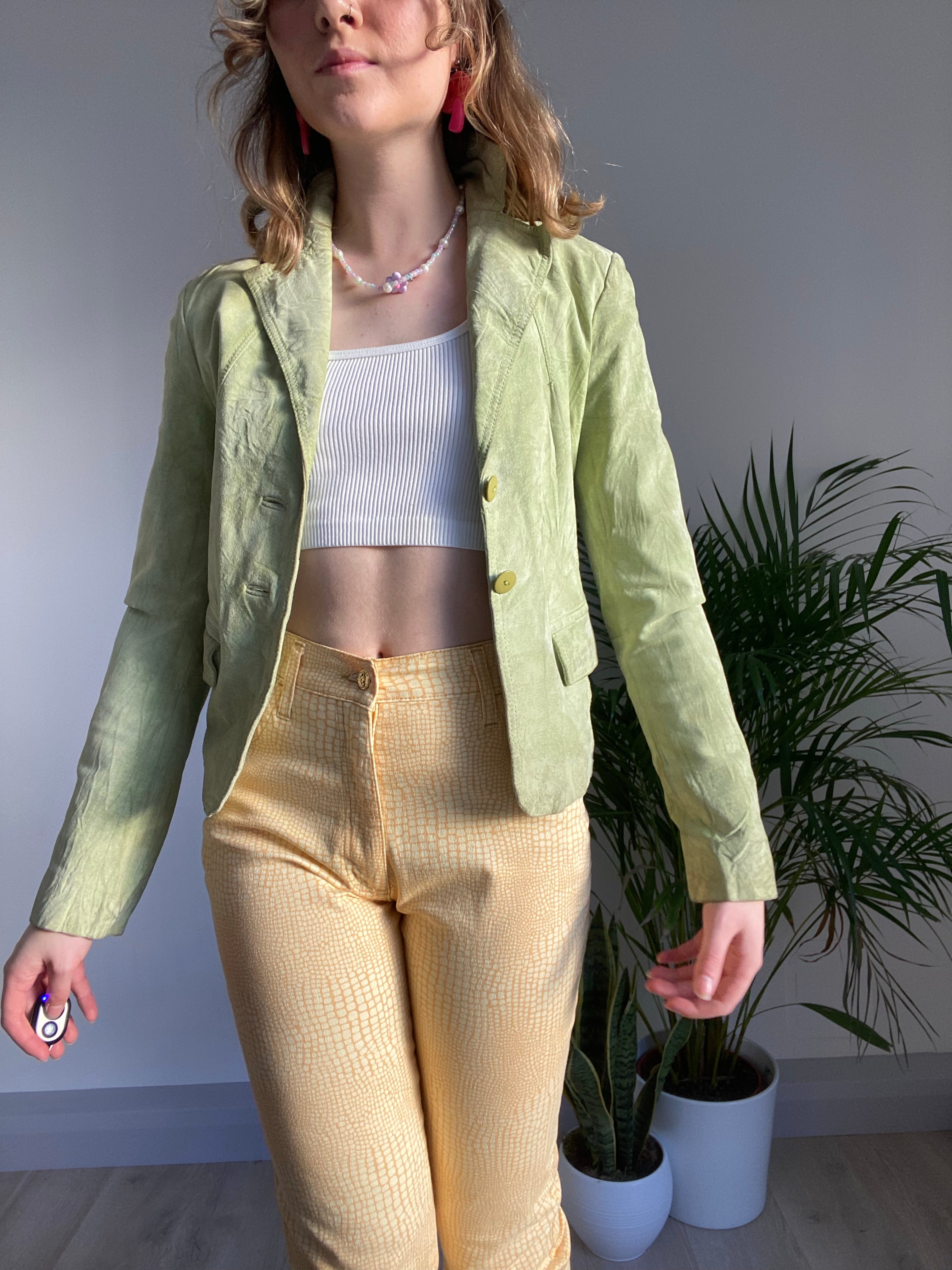 Vintage Green Suede Jacket (XXS)