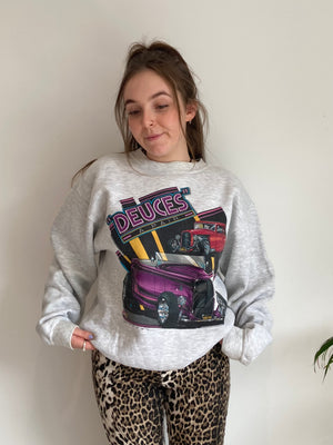 grey vintage sweatshirt car design
