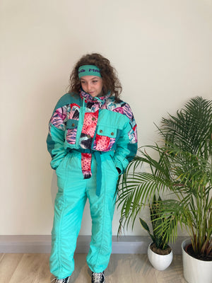 mint green vintage ski suit