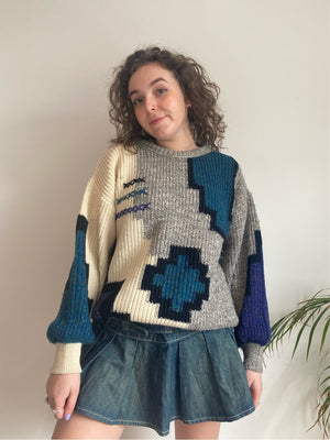 chunky grey knit jumper