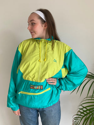 yellow teal halfzip puma shell jacket