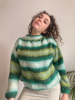 striped green super soft knit jumper